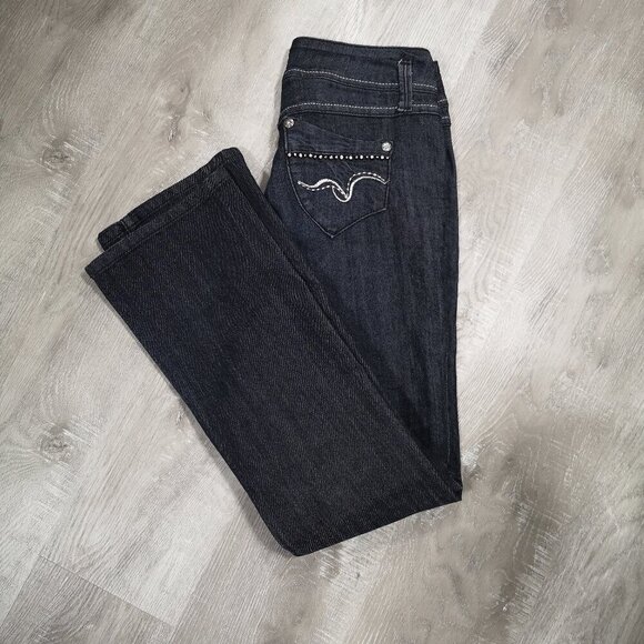 Candy Couture Ladies Size 9 Dark Wash Straight Legs Blue Jeans - Picture 10 of 14